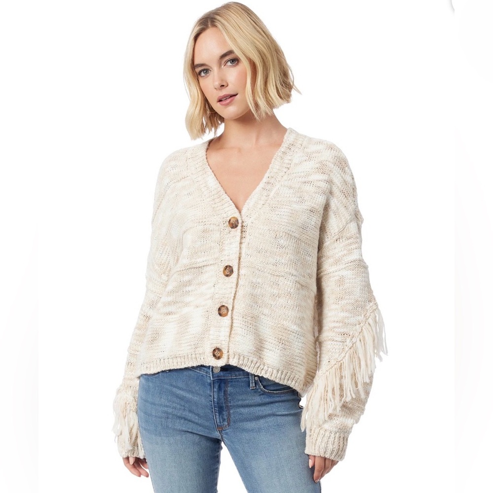 Jessica Simpson Cream Cardigan with Fringe